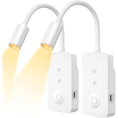 ELLASAY sienas lasīšanas lampa, LED lasīšanas lampa gultai ar 4 aptumšošanas un 4 krāsu režīmiem, nakts gaisma ar Bump Touch pogām, bezvadu un noņemama, USB izeja, automātiska izslēgšanās - lasīšanas lampa