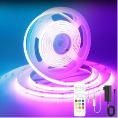 AXMOTUT Bluetooth RGB RGB COB LED Streifen Licht 3M,630LED/M Mehrfarbig Dimmbares LED Strip Light 24V,mit Bluetooth Smart APP Controller,für TV, Schlafzimmer, Heimdekoration, Party