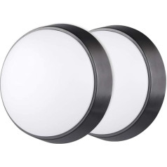 18 W LED 4000 K IP65 apaļais sienas apgaismojums, apaļais griestu apgaismojums iekštelpām, āra telpām, guļamistabai, vannas istabai, gaitenim, koridoram, saimniecības telpai, dārzam, nojumei, darbnīcai, verandai - melns - 2 gabaliņos