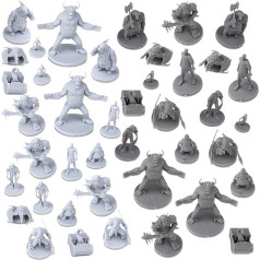 Path Gaming 40 miniatūras Monster Fantasy galda RPG figūriņas Dungeons and Dragons, Pathfinder lomu spēlēm. 28 mm izmēra miniatūras, 10 unikāli dizaini, nekrāsotas, ideāli piemērotas D&D/DND spēlei.