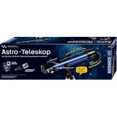 KOSMOS 675158 Astro teleskops, bērnu teleskops no 12 gadiem, palielinājums līdz 140x, ar refraktoru 70/700, piemērots iesācējiem, eksperimentu kaste bērniem no 12 gadiem