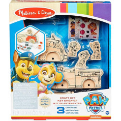 Melissa & Doug Paw Patrol Koka krāsošanas un amatniecības komplekts | 3+ | Transportlīdzekļi un bērnu rotaļlietas | Dāvanas zēniem un meitenēm