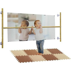 Montessori koordinācijas spoguļa komplekts ar paklājiņu - Pull-Up josla un spogulis zīdaiņiem, maziem bērniem | Motorisko prasmju pašizpausme | Aparatūra | Plexiglass Acrylic Safety Mirror & Power Coated