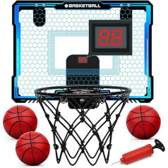 Yimore Mini basketball hoop for room, basketball hoop indoor wall mounting with electronic display board and LED light, basketball hoop children sports toy outdoor indoor