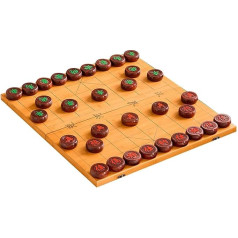 2 spēlētāju ķīniešu šaha spēļu komplekts Portable Xiangqi ar salokāmu bambusa galdu galda stratēģijas galda spēle (sarkana sandalkoka, 5,8 cm/2,3 collas)