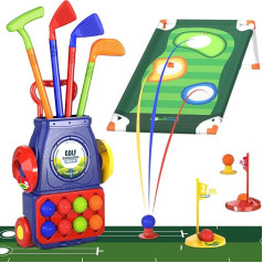 QDRAGON Golf Toy Set for Children, Mini Golf Case with 4 Golf Clubs and 8 Balls, Mini Golf Play Set, Children's Games Gift for Children, Boys, Girls 3 4 5 6 Years