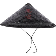 Roku darbs Japānas bambusa cepure Samurai Knight Cosplay Āzijas zivju cepure Melna kostīmu cepure Hat Performance Samurai Rice Vīrieši Decor 36cm