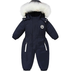 Alunsito Baby Boy Girl Snowsuit Kids Long Sleeve Hoodie Thick Jumpsuit Ski Suit Zip One-Piece Bodysuit Winter Warm Romper