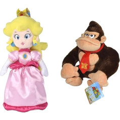 Simba 109231530 Super Mario Peach, 27 cm plīša rotaļlieta, Nintendo plīša rotaļlieta no pirmajiem dzīves mēnešiem & Mario Donkey Kong, 27 cm plīša figūra, piemērota no pirmajiem dzīves mēnešiem