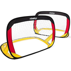 Relaxdays Pop-Up Goal Set of 2 Germany Mini Football Goals Self-Expanding H x W x D: 80 x 119 x 83 cm Black/Red/Gold