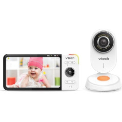 Vtech VM818 HD Baby Monitor - videomonitors ar platleņķa kameru - HD video, skaidra skaņa, 5 collu LCD krāsu ekrāns un nakts redzamības funkcija - ar interkomu, šūpuļdziesmām un skaņām