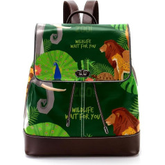 Welcome To The Zoo Elephant Lion Peacock Giraffe Personalised School Bags Grāmatu somas pusaudžiem, daudzkrāsains, 27 x 12,3 x 32 cm, mugursomas mugursomas, daudzkrāsains