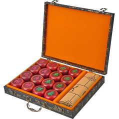 STEPHM Ķīnas Xiangqi Rosewood šaha spēle 2 spēlētājiem, izglītojošas stratēģijas galda spēles, puzzle spēles, ceļojumu spēles ar dāvanu kastīti un PU ādas šaha dēli (izmērs: 5,8 cm/2,28 collas)