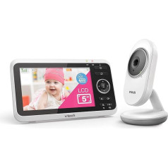 VTech bērnu monitors VM350 - video bērnu monitors ar kustīgu kameru, 720p - skaidra skaņa, LCD krāsu ekrāns un nakts redzamības funkcija - ar interkomu, šūpuļdziesmām un skaņām