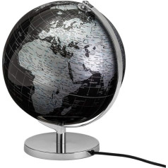 Globe Globe Terraqueo Lamp Plug Black ar sudraba metāla pamatni 25 x 25 x 32,5 cm