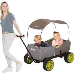 Hauck Eco Eco Mobile Handcart transportēšanas ratiņi 2 bērniem ar jumtu un sēdekļu polsterējumu, salokāmi, noslodze 50 kg - meža zaļš