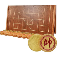 Xiangqi Chinese Acrylic Chess Game with Foldable Wooden Chess Board, Puzzle Games, Travel Board Games, Strategy Games for 2 Players (Gold)