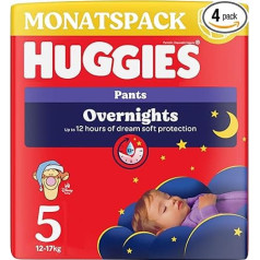 Huggies Overnight Pants Размер 5 (12-17 кг), ежемесячная коробка подгузников, 96 штук (4x24), ночные подгузники-трусики