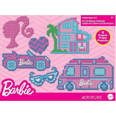 Perler Mattel Barbie Barbie Fused Bead Deluxe aktivitāšu komplekts, 9 unikāli raksti, daudzkrāsains, 4011 gabaliņu