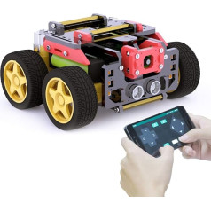 Adeept AWR 4WD WiFi Smart Robot Car Kit for Raspberry Pi 4/3 Model B+/B/2B, DIY robotu komplekts bērniem un pieaugušajiem, OpenCV mērķa izsekošana, video pārraide, Raspberry Pi robots ar PDF rokasgrāmatu