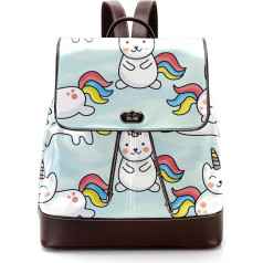 Unicorn Clipart komplekts Personalizētas skolas somas Grāmatu somas pusaudžiem, daudzkrāsains, 27 x 12,3 x 32 cm, mugursomas mugursomas, daudzkrāsains