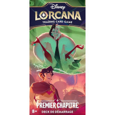 Ravensburger - Disney Lorcana: First Chapter - Tirdzniecības kāršu spēle - Starter Deck + 1 pastiprinātājs - Rubīns un smaragds - Vecums no 8 gadiem - 60 kartes - Franču valodas versija