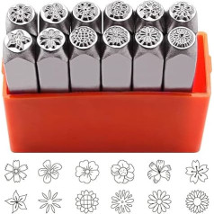 12-teiliges Metall Blumenstanzer Set Zum Bedrucken Von Metall Leder Holz 1/8 Zoll 1/4 Zoll (3 Mm 6 Mm) Stanzwerkzeug Set Für Handwerk