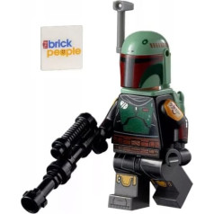 LEGO Star Wars Boba Fett minifigūriņa: Boba Fets ar Beskar bruņām, blasteri un reaktīvo paku.