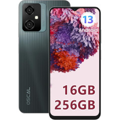 OSCAL Tiger10 Android 13 viedtālrunis bez līguma, 16GB + 256GB, Octa Core 90Hz 6,56 collu HD+ displejs, 5180 mAh 50MP kamera, pirkstu nospiedumi, GPS, Dual SIM 4G Simlock-Free Mobilie telefoni