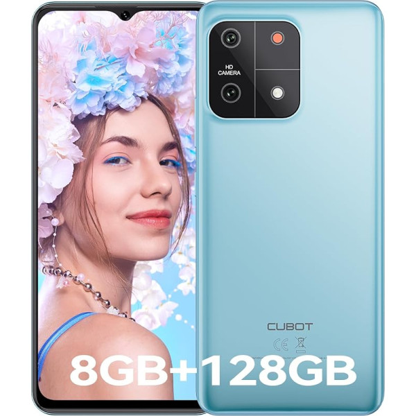 CUBOT A1 viedtālrunis bez līguma 8GB (4GB + 4GB paplašināt) RAM + 128GB ROM TF 1TB paplašināt 6,56 collu ekrāns 13MP kamera 5100mAh Android 13 Mobilais telefons 4G Dual SIM Octa Core Blue