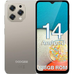 DOOGEE N55 Android 14 viedtālrunis bez līguma (9GB + 128GB) 6,56 collu HD+ IPS displejs Octa Core mobilais tālrunis bez līguma, 5150mAh, 13MP + 8MP, Dual SIM 4G mobilais tālrunis lēts, 5G Wi-Fi