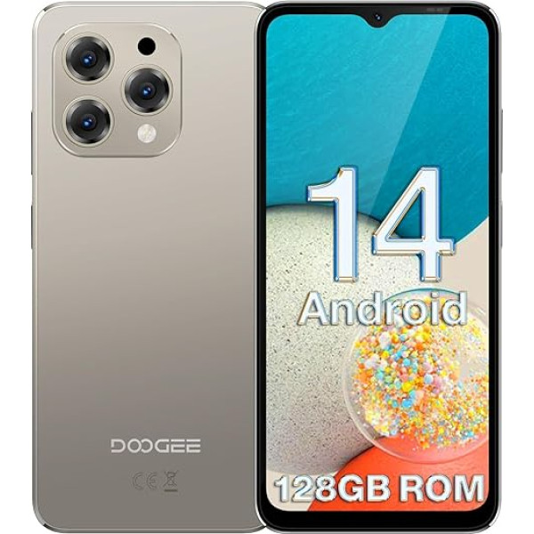 DOOGEE N55 Android 14 viedtālrunis bez līguma (9GB + 128GB) 6,56 collu HD+ IPS displejs Octa Core mobilais tālrunis bez līguma, 5150mAh, 13MP + 8MP, Dual SIM 4G mobilais tālrunis lēts, 5G Wi-Fi