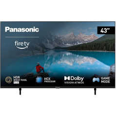 Panasonic TX-43MXW834, 43 collu 4K Ultra HD LED Smart 2023 televizors, High Dynamic Range (HDR), Dolby Atmos un Dolby Vision, Fire TV, Prime Video, Alexa, Netflix, melns