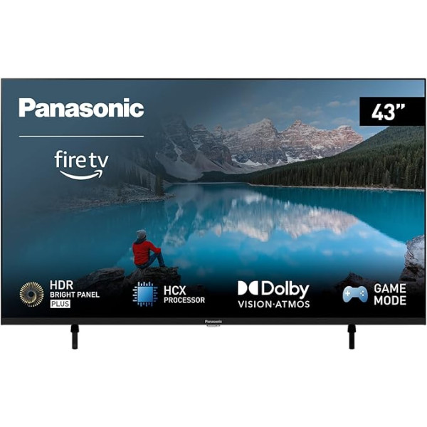 Panasonic TX-43MXW834, 43 collu 4K Ultra HD LED Smart 2023 televizors, High Dynamic Range (HDR), Dolby Atmos un Dolby Vision, Fire TV, Prime Video, Alexa, Netflix, melns