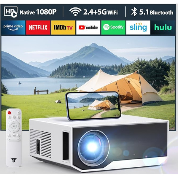 ZDK Neuer Mini Beamer 2024 4K-Unterstützung Full HD 1080P 5G WiFi projektor mit 20000 Lumen für Heimkino kompatibel mit Smartphones/TV-Stick/PS5 /Switch