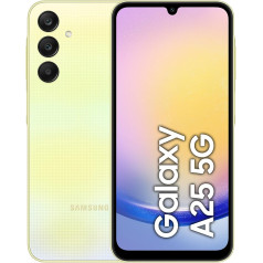 Samsung Galaxy A25 5G viedtālrunis, bez Simlock bez līguma, Android mobilais tālrunis, 128 GB, ātrās uzlādes funkcija, 50 MP kamera, dzeltens, 30 mēnešu ražotāja garantija [Tikai Amazon] [vācu valodā