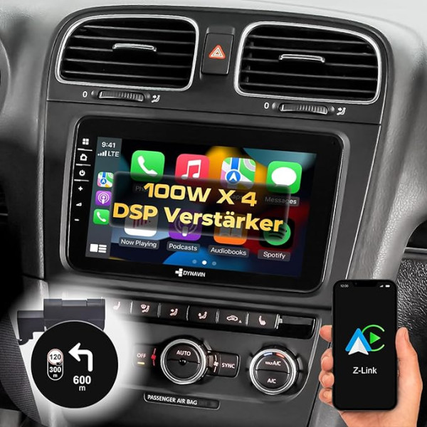 DYNAVIN Automobiļu radio navigācijas sistēma 1 collas oriģināliekārtas radio ar Bluetooth, DAB+ gatavs, saderīgs ar Carplay un Android Car