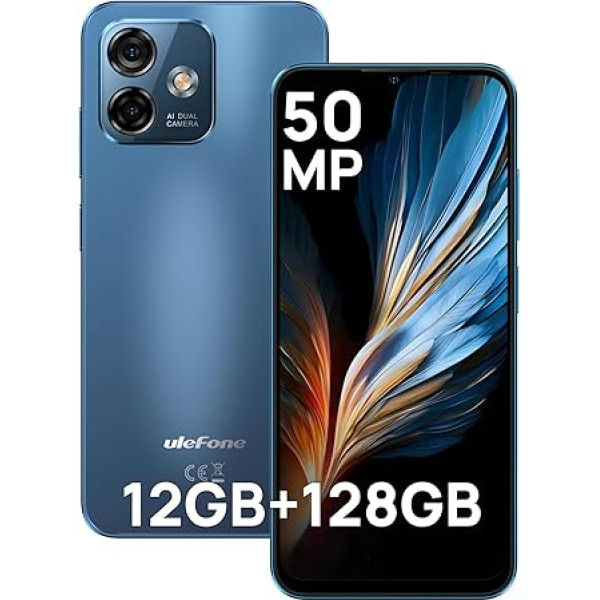 Ulefone Note 16 Pro Mobilais telefons 12GB + 128GB/256GB SD, 50MP kamera Octa Core, Android 13 viedtālrunis bez līguma 6,52 collu displejs 4400mAh, 4G Dual SIM viedtālrunis Face ID/GPS/Blue