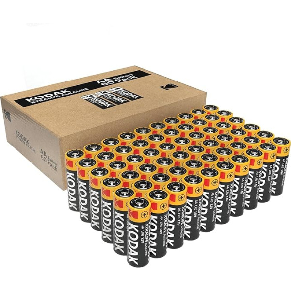 Kodak | AA-Batterien | Doppel-A-Batterien | Einweg-Batterien | Alkalibatterie | 1,5 V | 60 Stück