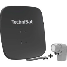 TechniSat SATMAN 65 PLUS Satelīta šķīvis 8 abonentiem (65 cm satelīta kompleksā sistēma, spogulis ar masta stiprinājumu un UNYSAT Universal Octo LNB pretvējā apvalkā) Pelēks