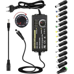 3V-24V regulējams barošanas avots Universāls barošanas adapteris 3A 72W regulējams barošanas adapteris no 100V-240V maiņstrāvas uz līdzstrāvu ar LED sprieguma displeju un 5,5 x 2,5 mm 14 uzgaļiem mājsaimniecības elektronikai, līdzstrāvas mo