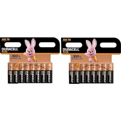 32 x Duracell AA Plus Alkaline (2 blisteru iepakojumi ar 16 baterijām) 32 baterijas Stylus