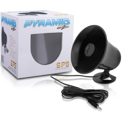 1 x Pyramid SP5 Black Horn skaļrunis iekštelpām un ārtelpām, megafons 8 W RMS 15 W Max Impedance 8 Ohm mājas un uzņēmuma telpām