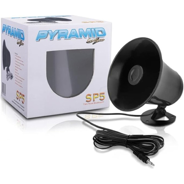 1 x Pyramid SP5 Black Horn skaļrunis iekštelpām un ārtelpām, megafons 8 W RMS 15 W Max Impedance 8 Ohm mājas un uzņēmuma telpām