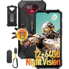 Ulefone Armor X13 Āra viedtālrunis Android 13 6320mAh 12G + 64GB ROM/SD-256GB Kamera 50MP + 24MP Āra mobilais tālrunis bez līguma Displejs 6,52 collas Dual SIM IP68 viedtālrunis 2024 NFC Melns