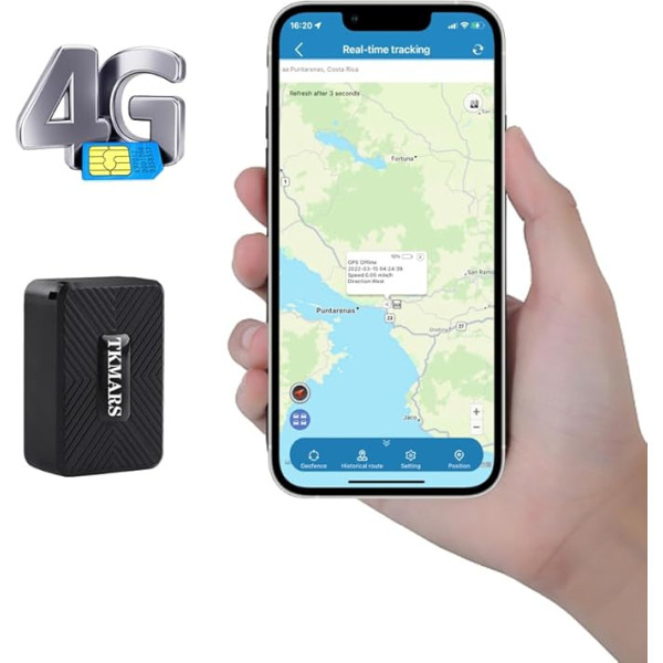 TKMARS TK913 4G GPS sekotājs Mini, 1500mAh akumulators, magnētiskais izsekotājs, darbojas ar SMS/APP/Web platformas starpniecību bez abonēšanas, dažādi trauksmes režīmi, piemērots vieglajām automašīnām, kravas automašīnām un autoparkiem