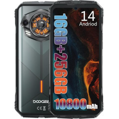 DOOGEE S Punk viedtālrunis bez līguma (2024), 10800 mAh akumulators / 33 W bez Simloka, 16 GB + 256 GB, izturīgs 4G, 50 MP kamera + 16 MP āra tālrunis, Android 14 6,58 collas, NFC