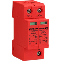 Wengart līdzstrāvas pārsprieguma aizsargs WG1-40.2P 1000VDC 40KA Mājsaimniecības zibspuldzes aizsardzība 35mm DIN sliedes stiprinājums ar optisko brīdinājuma indikatoru