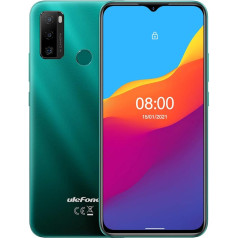 Ulefone Android 11 viedtālrunis bez līguma, Note 10 mobilais tālrunis, Dual SIM + SD, 5500 mAh akumulators (OTG uzlāde), 32 GB ROM, 6,52 collu ūdens pilienu ekrāns, pirkstu nospiedumu + sejas atpazīšana