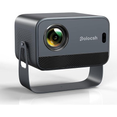 Polocsh projektors ar elektrisko fokusa/trapezoidālo korekciju, projektors 4K ar ± 360° rotāciju un Full HD 1080P 25000 lūmenu, projektors ar WiFi6 Bluetooth 5.2, projektors mājas kinozālei / āra filmēšanai